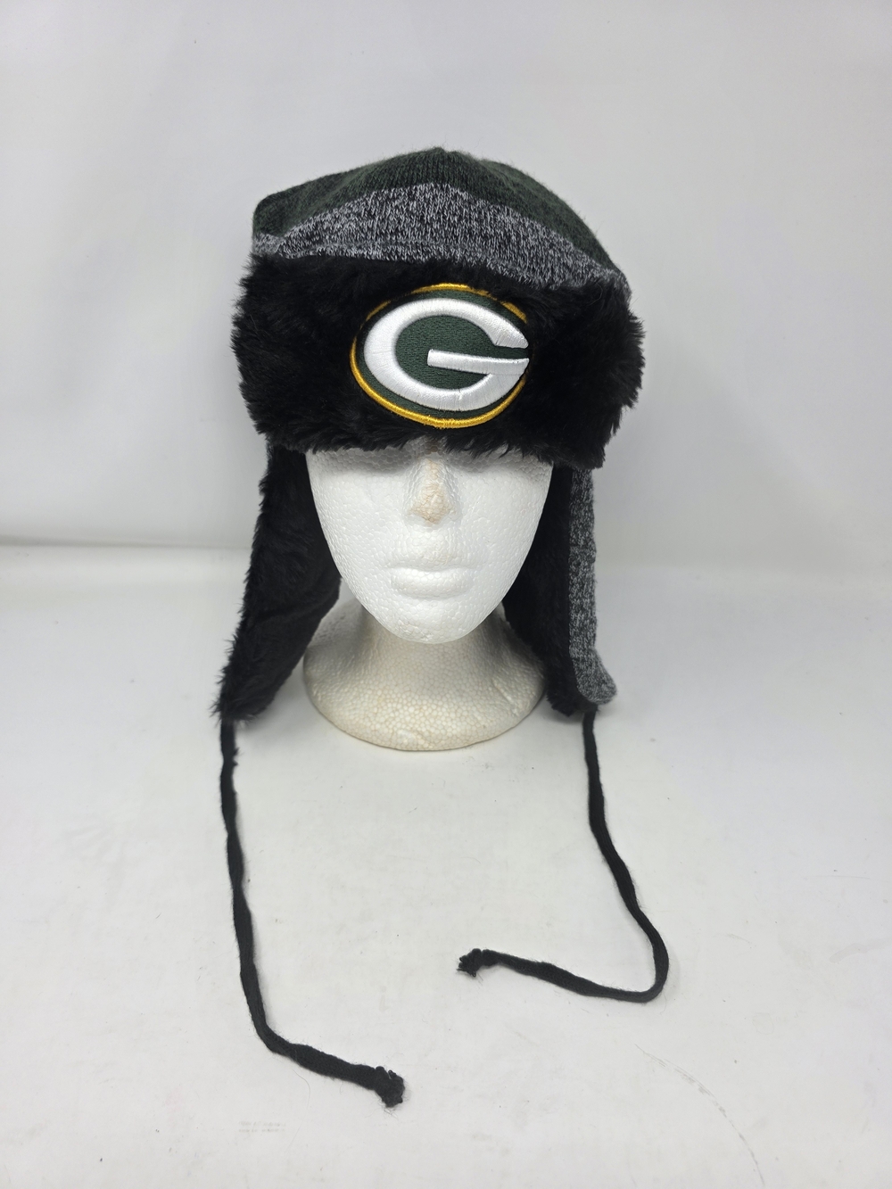 New Era Green Bay Packers Faux Fur Trapper Hat Trapper Beanie Ear Flap Knit Cap